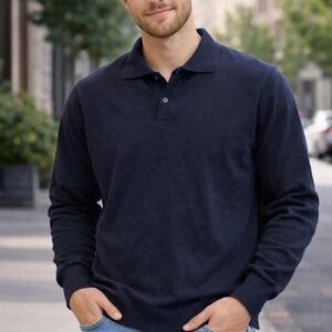 Extra fine merino 100% wool Navy blue long sleeve merono Wool